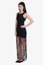 Faithfull The Brand Black Bodycon Fringe Maxi Dress Size 2
