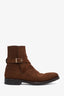 Gucci Brown Suede Buckle Ankle Boots Size 7.5 Mens