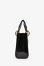 Christian Dior 2018 Black Patent Leather Mini Lady Dior with Strap