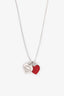 Tiffany & Co. Sterling Silver Red Double Heart Necklace
