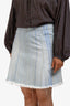 Pre-Loved Chanel™ 2018 Blue/Yellow Denim Light Wash Striped A-Line Midi Skirt Size 40