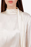 Tom Ford White Silk Scarf Detail Blouse Size 44