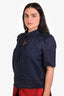 Frame Navy Rami Ruffle Blouse M