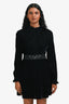 Maje Black Velvet Belted Long Sleeve Mini Dress Size 1