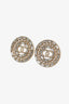 Pre-loved Chanel™ 2016 Gold Tone Pearl Strass CC Round Earrings