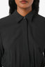 Loro Piana Black Virgin Wool Pleated Long Sleeve Midi Dress Size 42