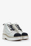 Pre-loved Chanel™ Gold Metallic Leather CC Chain Detail Combat Boots Size 38.5