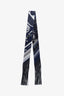 Hermès Navy Silk Paisley Print Fringe Twilly
