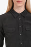 Equipment Black Silk Long Sleeve Button Down Top Size S