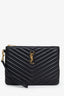 Saint Laurent Black Leather YSL Monogram Leather Pouch
