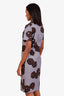 Miu Miu Blue/Brown Floral Print Button Down Short Sleeve Midi Dress Size 40