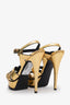 Saint Laurent Gold Embossed Crocodile Tribute Heels Size 37.5
