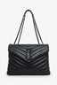 Saint Laurent Black Chevron Leather Medium Loulou Bag