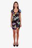 Just Cavalli Black Neon Floral Print Fitted Mini Dress Size M