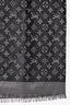 Louis Vuitton Black/Grey Silk Wool Metallic Logo Fringe Scarf