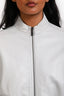 Fabiana Filippi Light Grey Leather Cinched Waist Convertible Safari Jacket Estimated Size XS