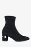 Stuart Weitzman Black Suede Pearl Embellished Ankle Boots Size 5.5