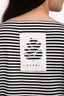 Marni 2020 Black/White Striped Logo Applique Back T-Shirt Size 44