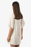 Pre-loved Chanel™ 2017 White Tweed Button Detail Short Sleeve Mini Dress Size 34