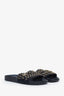 Pre-loved Chanel™ Navy Canvas Gold-Tone CC Chain Slides Size 40