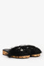 Pre-Loved Chanel™ 2022 Black Faux Fur CC Sandals Size 38