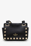 Valentino Black Leather Rockstud Flip Lock Phone Holder