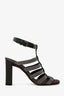 Brunello Cucinelli Black/Silver Beaded Gladiator Block Heels Size 36.5