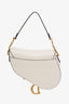 Christian Dior 2023 Ivory Leather Medium Saddle Bag with Leather Strap