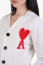 Ami Paris Off-White Wool Ami de Coeur Cardigan Size XS