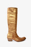 Miu Miu Gold Leather Cowboy Boots Size 35
