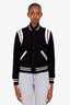 Saint Laurent Black Wool-Blend Varsity Teddy Jacket Size 36