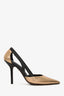 Brunello Cucinelli Metallic Gold/Black Leather Pointed Toe Cut Out Heels Size 36.5