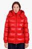 Moncler Red Quilted Maire Hooded Puffer Jacket Size 1