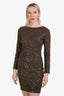 Alice + Olivia Brown Sequin Long Sleeve Mini Dress Size Small