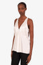 Brunello Cucinelli White Cotton Silk V-Neck Sleeveless Top Size M