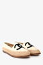Pre-loved Chanel™ 2018 White/Black Leather Interlocking CC Espadrilles Size 37