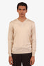 Pal Zileri Beige Silk V-Neck Sweater Size 50 Men's