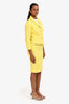 Pre-loved Chanel™ 2012 Yellow Tweed Crystal Buttoned Jacket + Midi Skirt Set Size 38