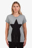 Stella McCartney Grey/Black Cotton Star Fringe T-Shirt Size 40