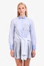Derek Lam 10 Crosby Blue Polka Dots Shirting Waist Tie Shirt Midi Dress Size 4