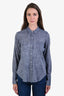 Nili Lotan Blue Cotton Button Up Size S
