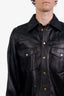 Gucci Black Leather Button-Up Shirt Jacket Size 50 Men's