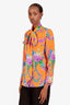 Gucci Yellow Floral Print Silk Neck Tie Blouse Size 42