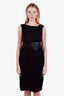 Pre-loved Chanel™ Black Wool Silk Belted Sleeveless Midi Dress Size 40