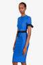 Mugler Blue Belted Short Sleeve Midi Dress Size 36