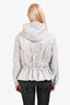 Stella McCartney Light Grey Leopard Pattern Pleated Hem Hooded Jacket Size 42
