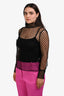 Officine Générale Black Mesh Velvet Polka Dot 'Jade' Top Size L