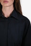 Max Mara Black Poplin Leather Toggle Top Size 4