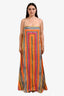 Staud Orange Colour Block Stripe Linen Maxi Dress Size L