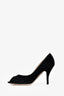 Salvatore Ferragamo Black Suede Peep Toe Heels Size 7